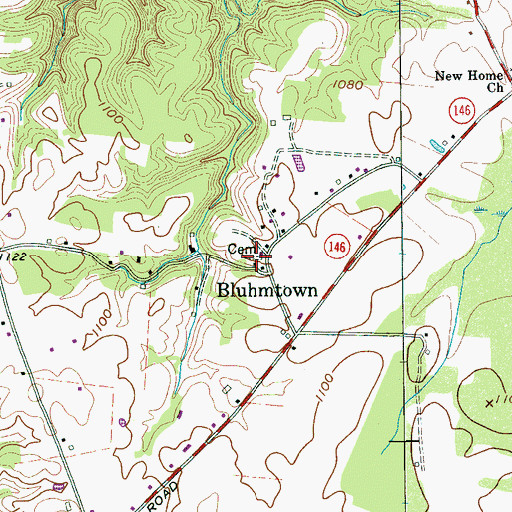 Topographic Map of Bluhm Cemetery, TN