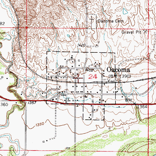 Topographic Map of Oacoma Post Office, SD