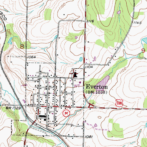 Topographic Map of Everton High School, MO