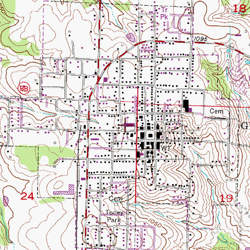Topographic Map of Greenfield High School, MO