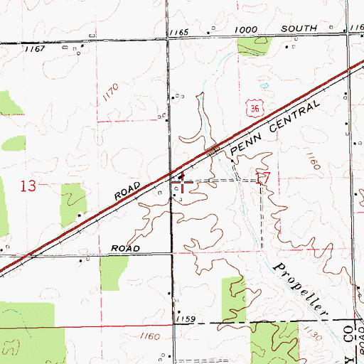 Topographic Map of Pool Hog Farms, IN