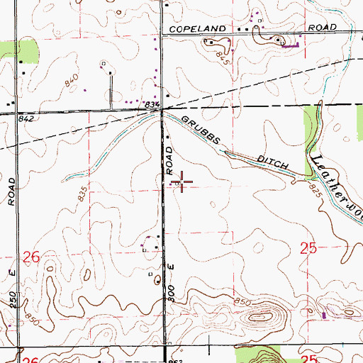 Topographic Map of Copeland Hog Farm, IN