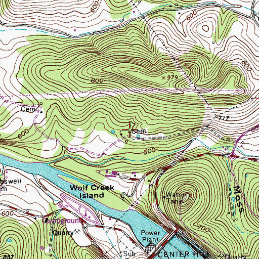 Topographic Map of Exum Cemetery, TN