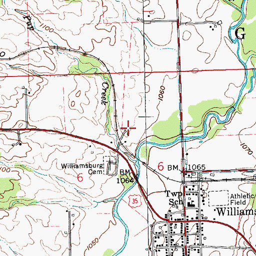 Topographic Map of Radford Hog Farms, IN