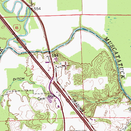 Topographic Map of Banks Hog Farm, IN