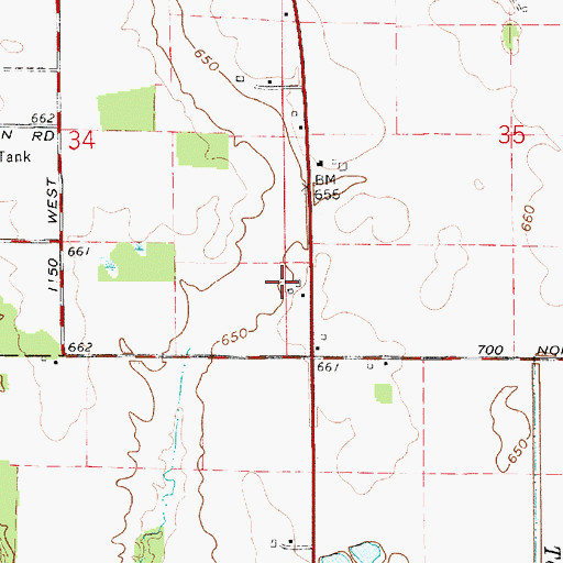 Topographic Map of O'Farrell Hog Farm, IN