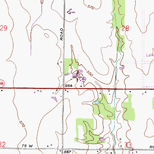 Topographic Map of Richardson Hog Farm, IN