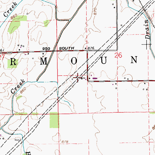 Topographic Map of Shady Lawn Hog Farm, IN