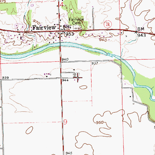 Topographic Map of Flesher Farms, IN
