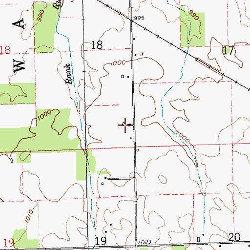 Topographic Map of Woodbury Farms, IN
