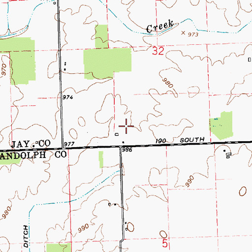 Topographic Map of Retter Farms, IN