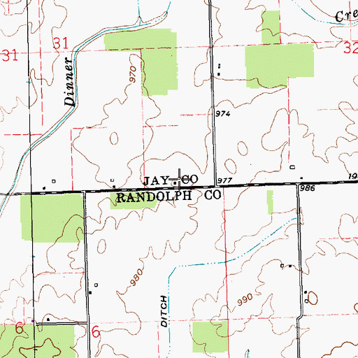 Topographic Map of Red Key Sow Farm, IN