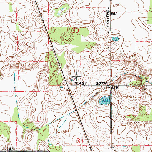 Topographic Map of Crum Farms, IN