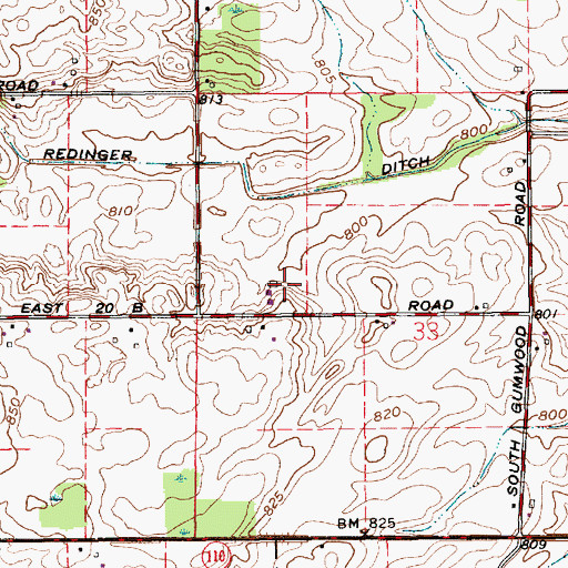 Topographic Map of Hillside Dairy Farm, IN