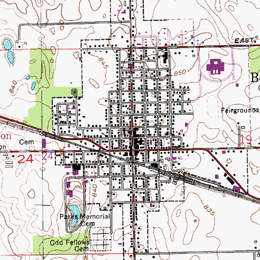 Topographic Map of Bourbon Post Office, IN