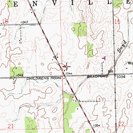 Topographic Map of Raffel Farms, OH