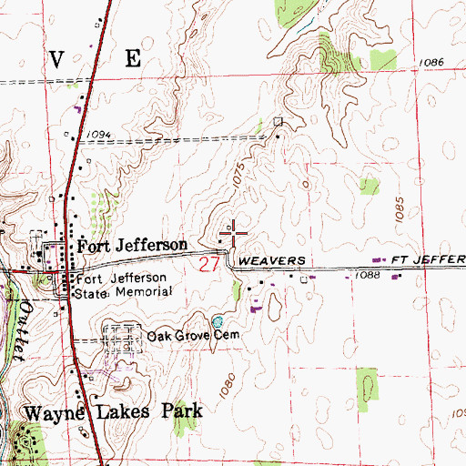 Topographic Map of Rolling Acre Hog Farm, OH