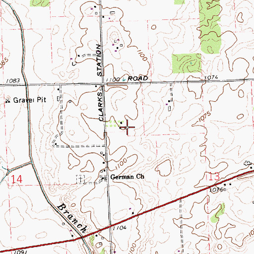 Topographic Map of Garber Farms, OH