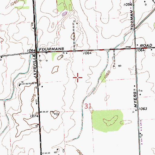 Topographic Map of Ross Farm, OH