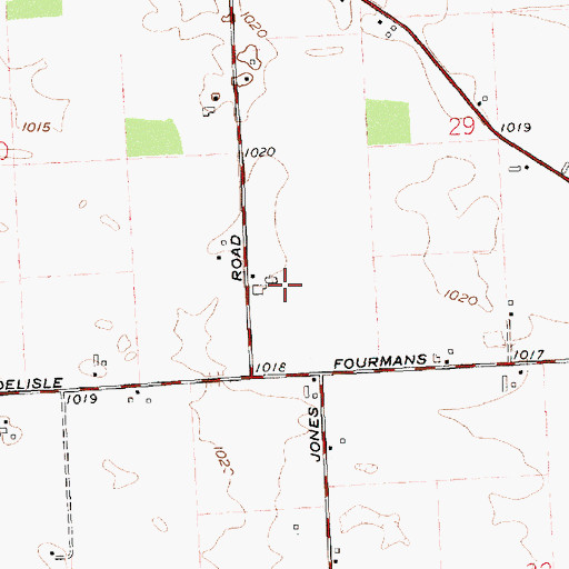Topographic Map of Cool Farms, OH