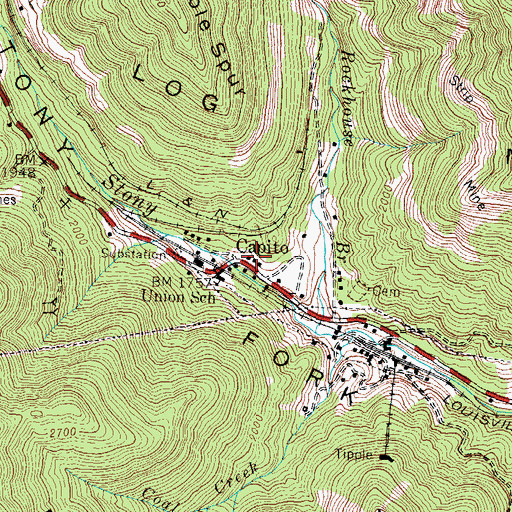 Topographic Map of Capito Post Office (historical), KY