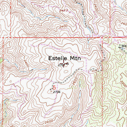 Topographic Map of Estelle Mountain, CA