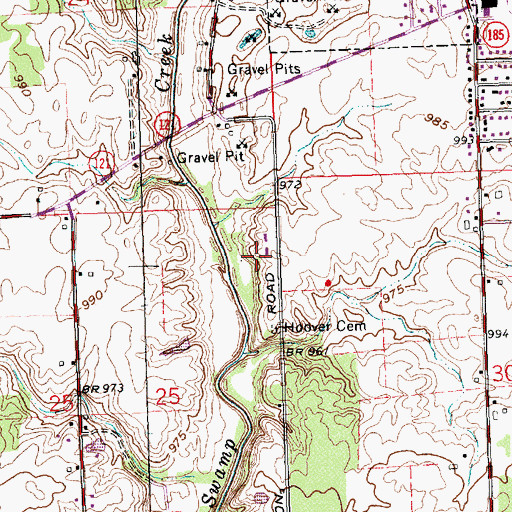 Topographic Map of Rhoades Farms, OH