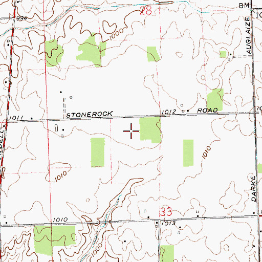 Topographic Map of Tuente Farms, OH