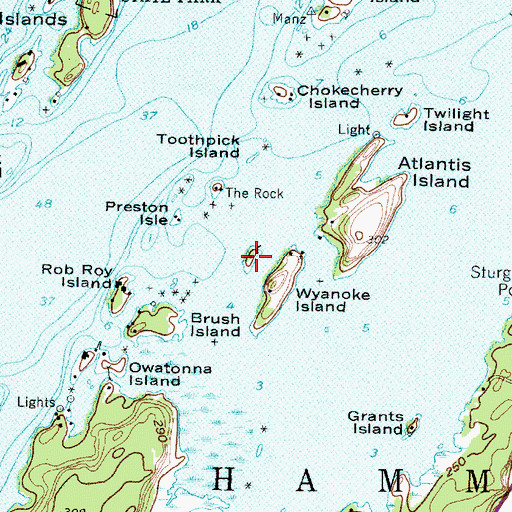 Topographic Map of Ragnavok Island, NY