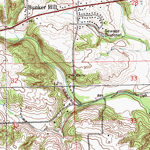Topographic Map of Tate Cemetery, IN