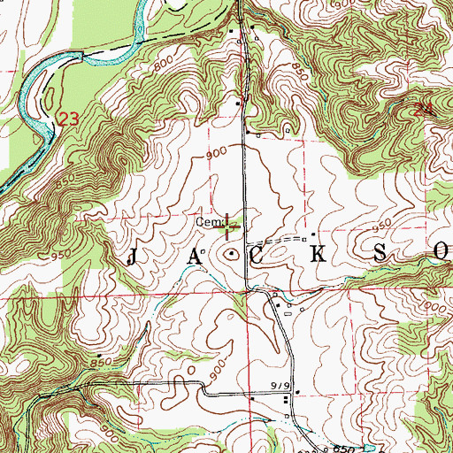 Topographic Map of Green Cemetery, IN