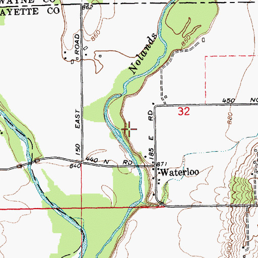 Topographic Map of Green Cemetery, IN