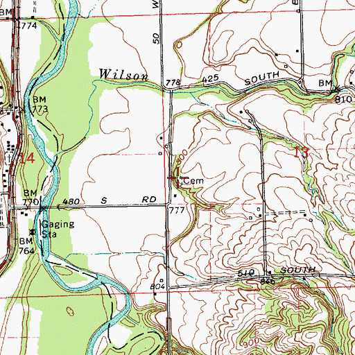Topographic Map of Myers Cemetery, IN