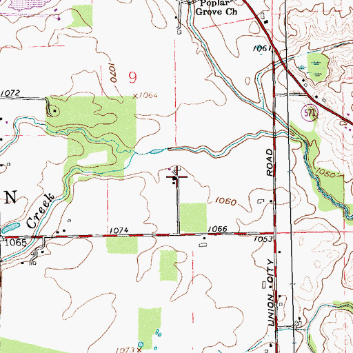Topographic Map of Fresh Aire Farms, OH