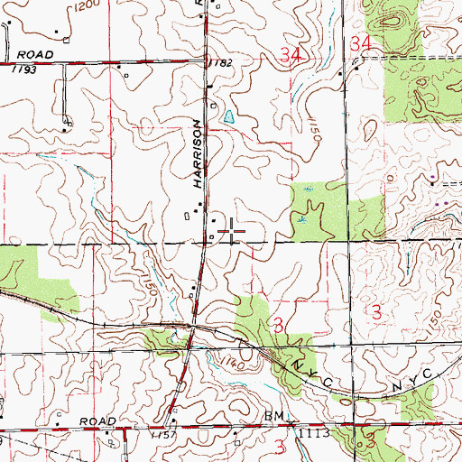 Topographic Map of Blair Farms, OH