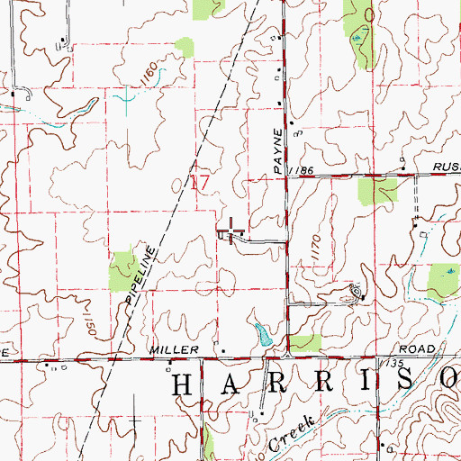 Topographic Map of J V Farms, OH
