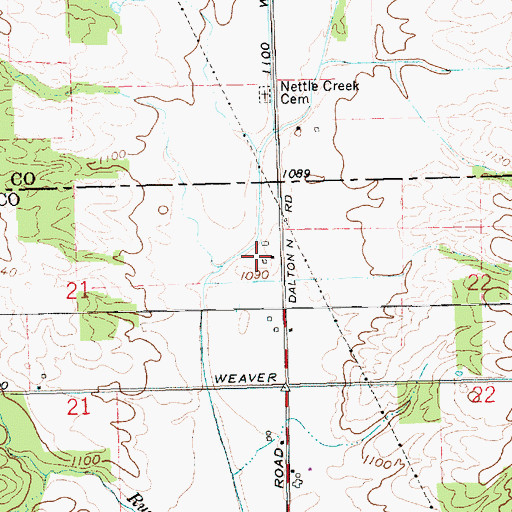 Topographic Map of Howell Farms, IN