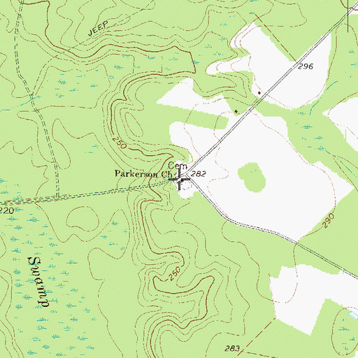 Topographic Map of Parkerson Baptist Church Cemetery, GA
