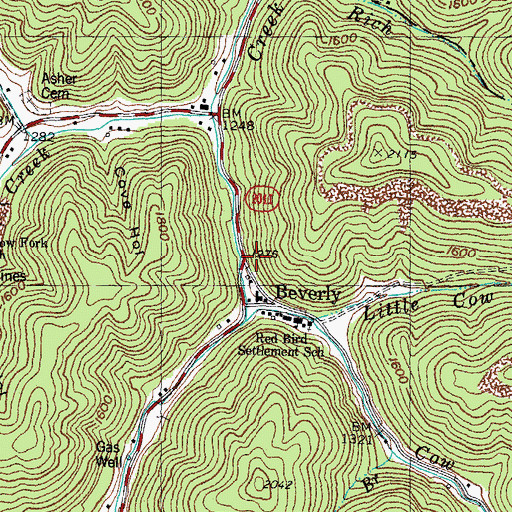 Topographic Map of Beverly Post Office (historical), KY