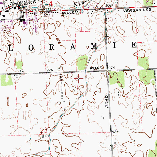 Topographic Map of Monnin Farms, OH