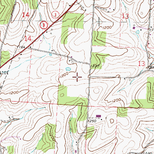 Topographic Map of Bullock Farms, OH