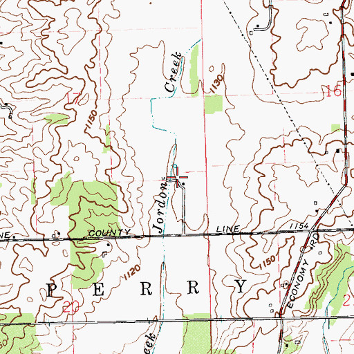 Topographic Map of Bedrock Farms, IN