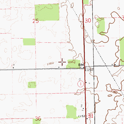 Topographic Map of McCormick Farms, IN