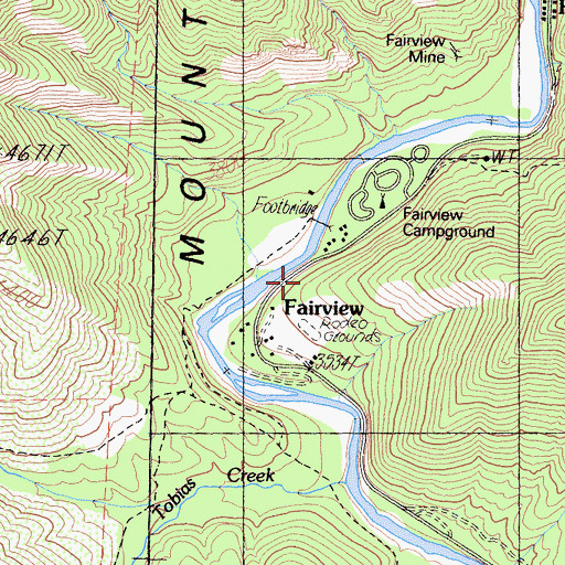 Topographic Map of Fairview, CA