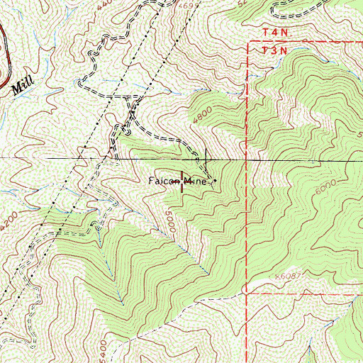 Topographic Map of Falcon Mine, CA
