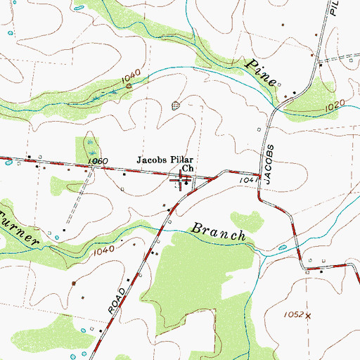 Topographic Map of Jacobs Pillar Cemetery, TN