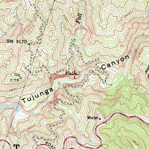 Topographic Map of Fall Creek, CA