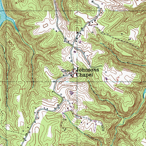 Topographic Map of Johnsons Chapel Cemetery, TN