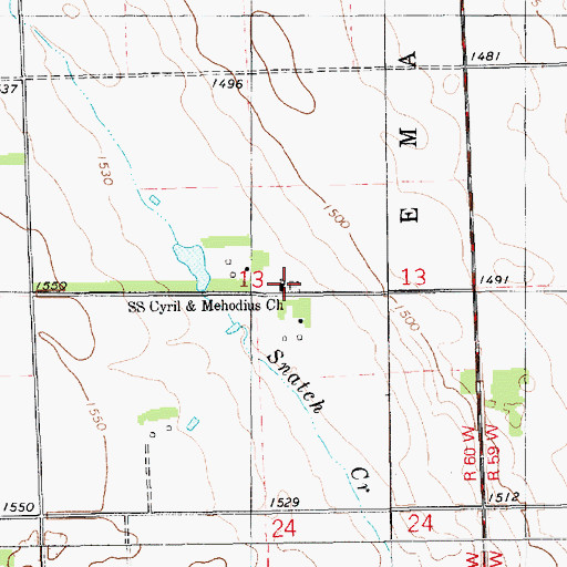 Topographic Map of Saints Cyril and Mehodius Cemetery, SD