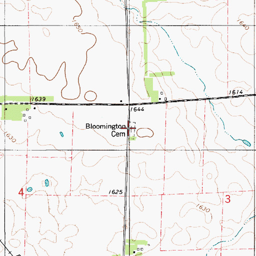 Topographic Map of Bloomington Cemetery, SD